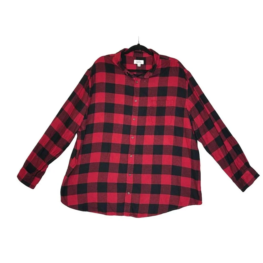 Croft And Barrow Mens Oversize 2XB Buffalo Plaid Flannel Button‎ Down Shirt